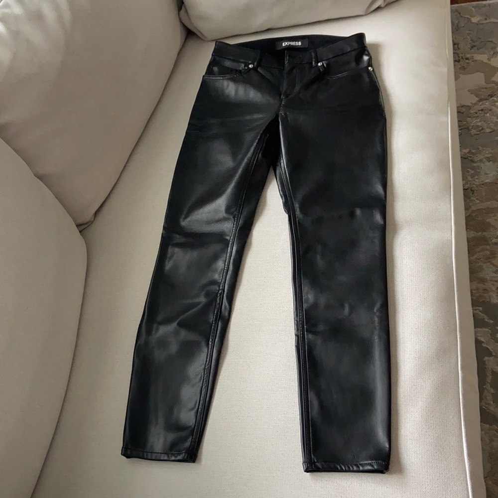 Black leather legging pants